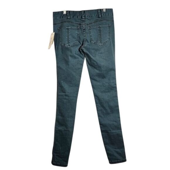 Free People Low Rise Skinny Jeans 26 Teal Stretch Y2K Urban Slim Streetwear - Picture 2 of 12